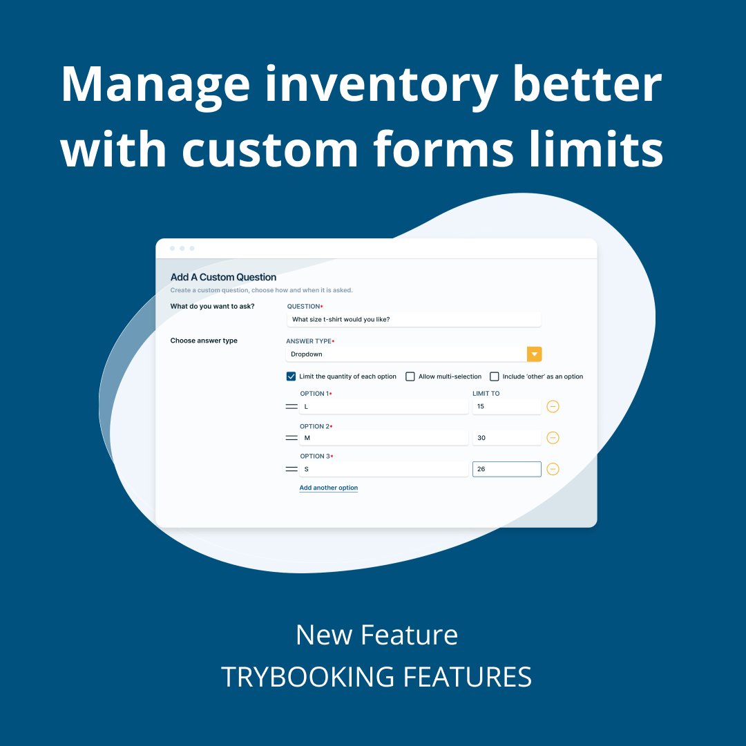 📢 Hey event organisers! We've added an update that allows you to set limits on custom forms for your events. 

This means you can now prevent customers from ordering more than the available quantity of options.

Try it out today! Check the link in bio.