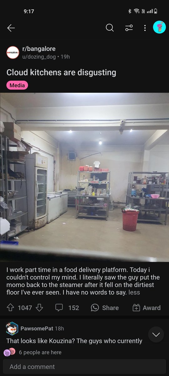ShadmaShaikh's tweet photo. Shocked to see the state of these cloud kitchens in Bengaluru. Apparently the pictures are from Kouzina kitchen that runs multiple outlets including, warm oven, Kaatizone, slurpy shakes. https://t.co/aV8VxDRl2D