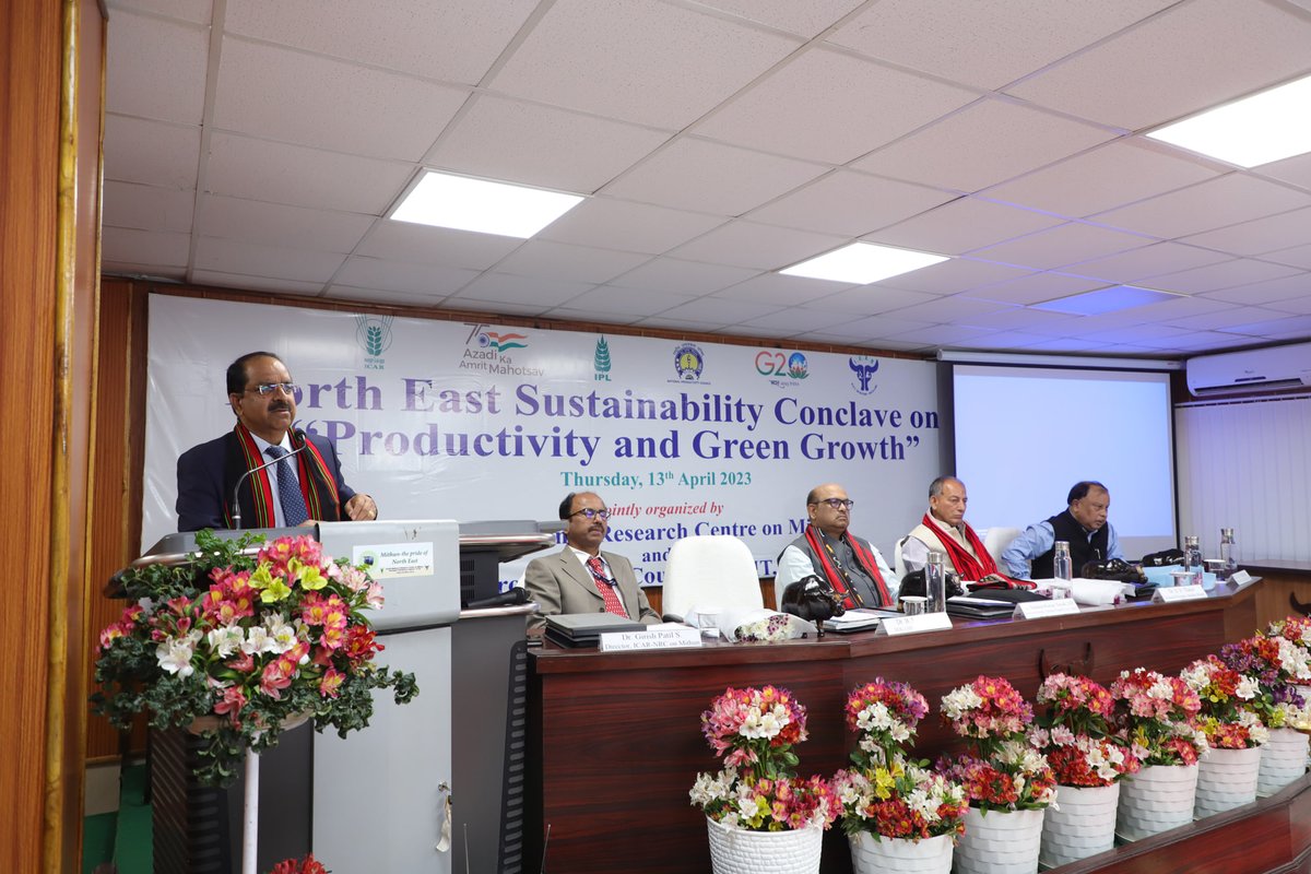 NRCMITHUN's tweet photo. North East Sustainability Conclave on Productivity and Green Growth to Advance Sustainable Development was jointly organized by NPC, DPIIT, MoC&amp;I, GoI and ICAR-NRC on Mithun, on 13thApril 2023. https://t.co/2zH2pSg48s