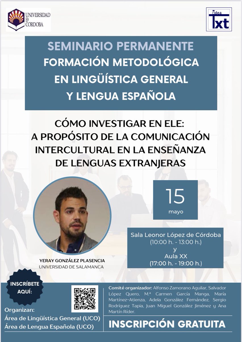 🆕 “Seminario permanente en metodología de la investigación en lingüística general y lengua española”

👨‍🎓Impartido por <a href="/YerMalaEstrella/">Yeray González Plasencia</a>

👥Destinatarios: alumnado de Grado, Máster y Doctorado

📋INSCRIPCIÓN GRATUITA EN:
docs.google.com/forms/d/e/1FAI…