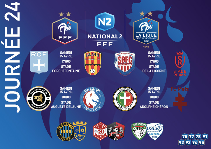 [SENIOR] La journée 2⃣4⃣ de #National2 des franciliens avec dans le groupe A le <a href="/racing_cff/">Racing Club de France Football</a> et dans le groupe B <a href="/FCFleury91/">FC Fleury 91</a> <a href="/FC93officiel/">Football Club 93</a> à la lutte pour la montée 🔥 #FFF
