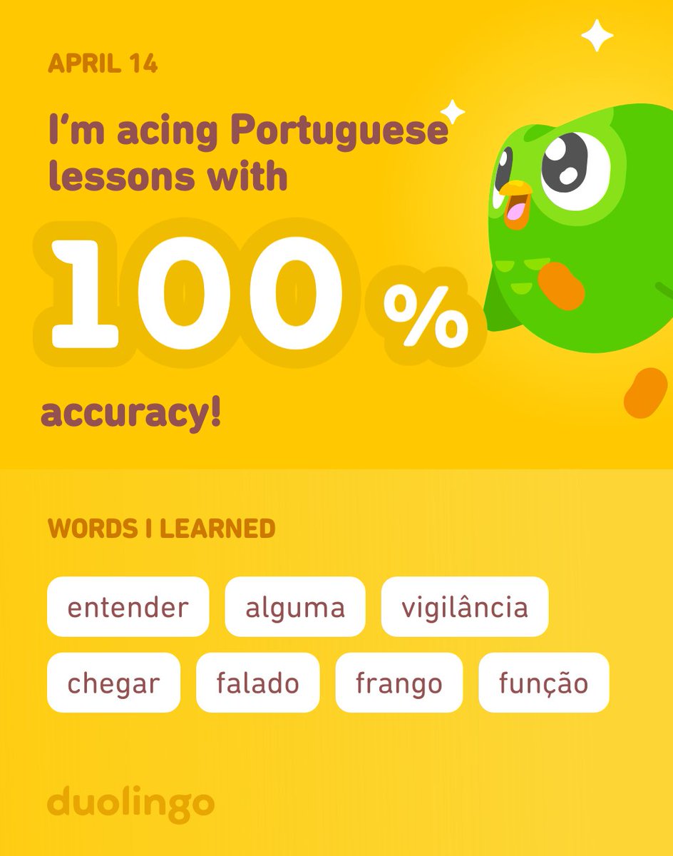 I’m learning Portuguese on Duolingo! It’s free, fun, and effective. 💯‼️