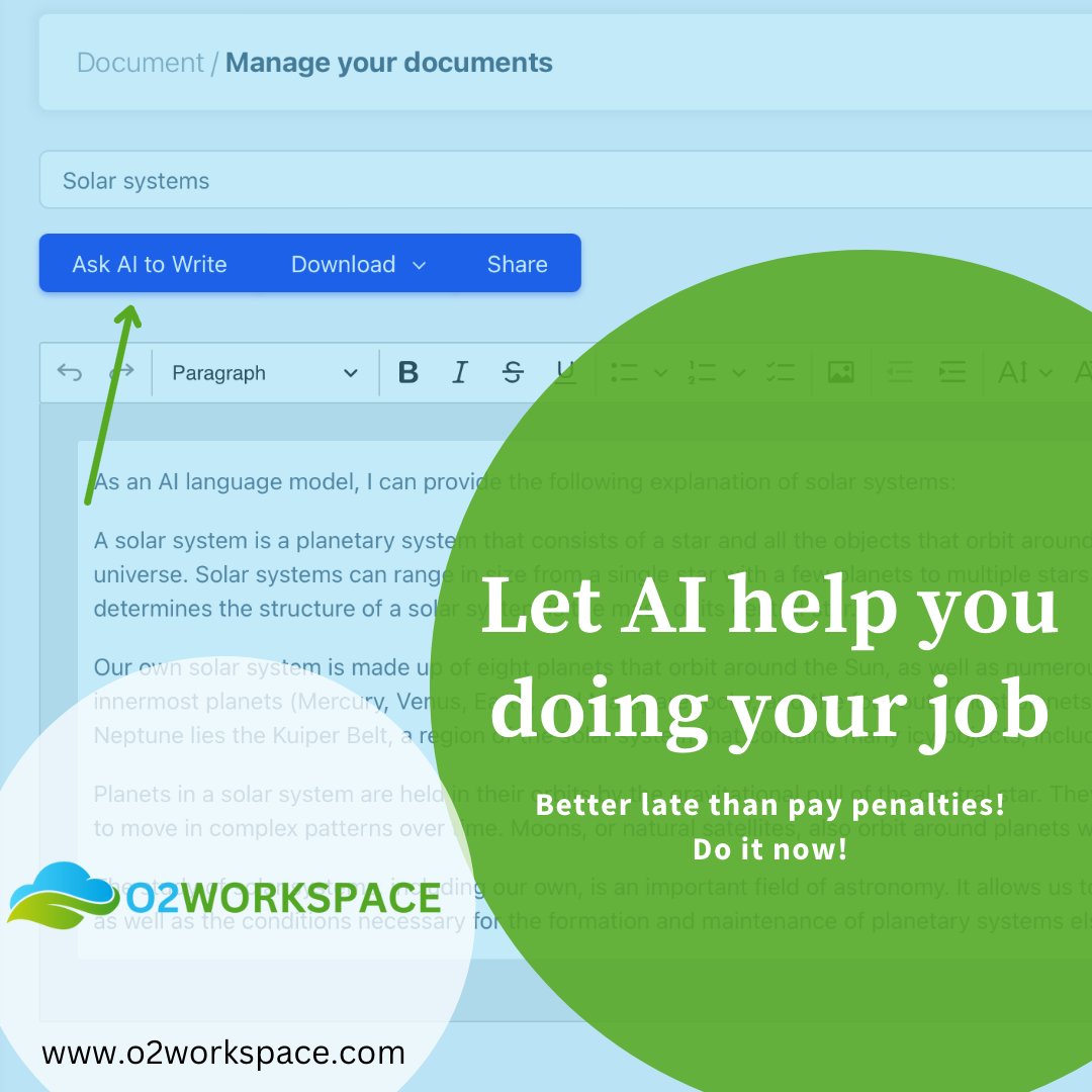O2HOSTUK's tweet photo. with #o2workspace let #OpenAI write for you
Try it now @ https://t.co/F3lo2mjepL 
𝗜𝘁𝘀 𝗼𝗻𝗹𝘆 𝗮𝘃𝗮𝗶𝗹𝗮𝗯𝗹𝗲 𝗳𝗼𝗿 𝗽𝗮𝗶𝗱 𝘂𝘀𝗲𝗿𝘀

#OpenAIChatGPT #AI #ChatGPT #contentmarketing #contentcreators #contentwriting #cloudoffice #collaboration #teams #workspace https://t.co/u0KWoWyPuJ