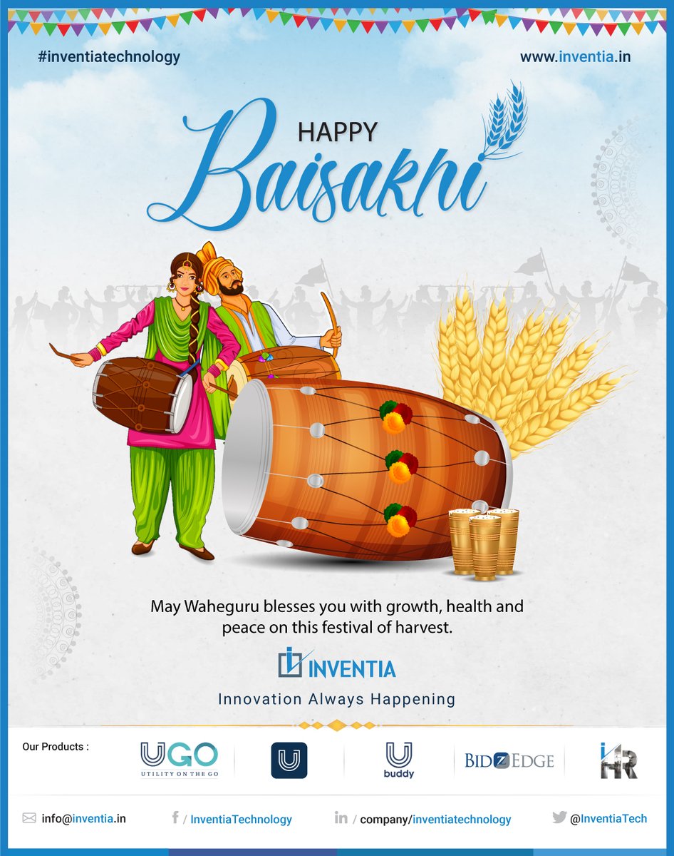 InventiaTech's tweet photo. May Waheguru blesses you with growth, health and peace on this festival of harvest.
Inventia Technology wishes you all Happy Baisakhi.
.
.
#happybaisakhi #baisakhifestival #baisakhicelebration #baisakhiwishes #InventiaTechnology #Inventia. https://t.co/AliBC4Rj6Y