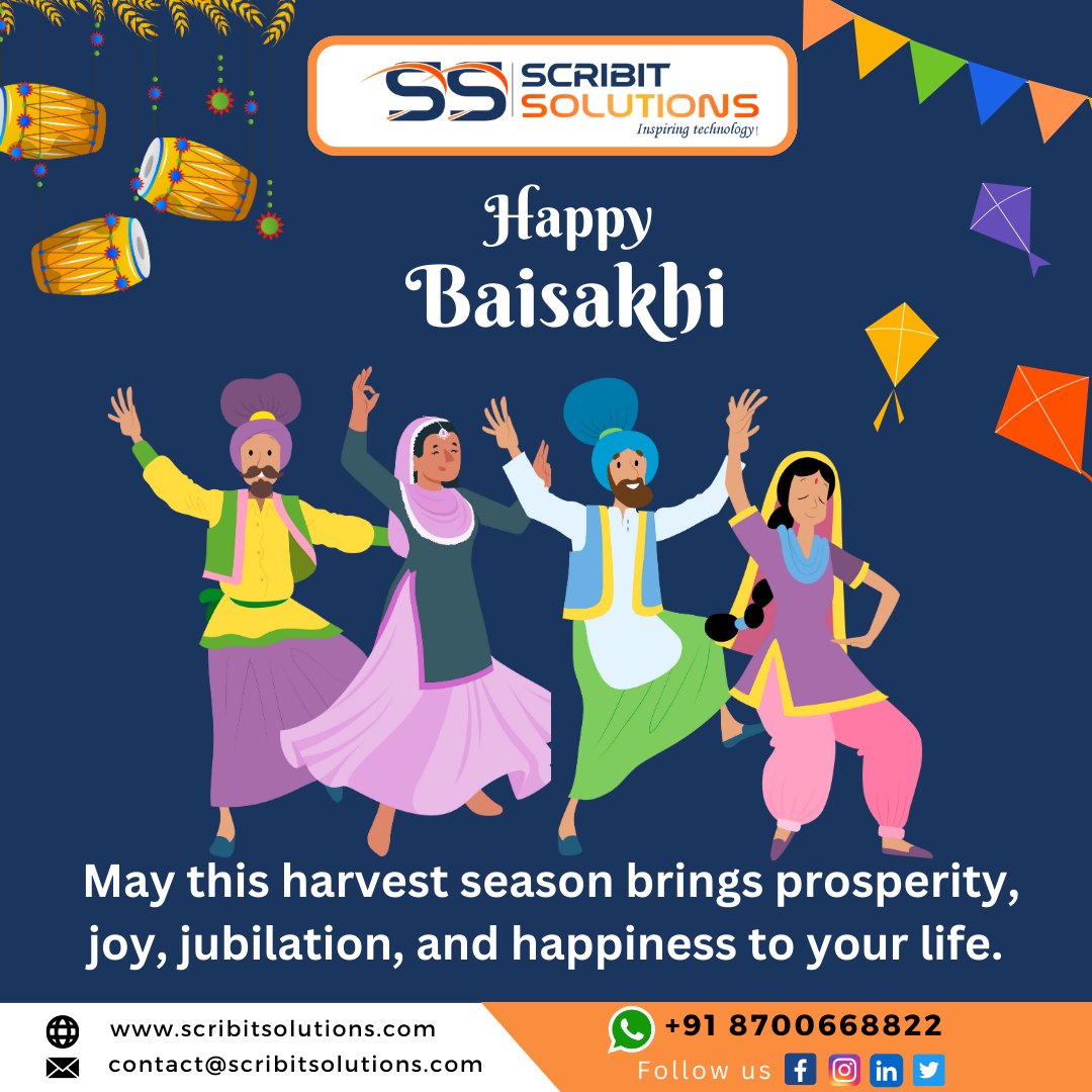 Scribitsolution's tweet photo. Scribit Solutions wishes you all a Happy Baisakhi. May this harvest fill your life with positivity and prosperity.
.
.
.
#Baisakhi #HappyBaisakhi #happybaisakhi2023 #scribitsolutions #digitalexperts https://t.co/27N3qqeD2d