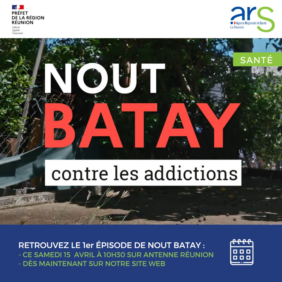 📺(Re)découvrez le 1er épisode de "NOUT BATAY contre les #addictions" la nouvelle émission de @ARS_LaReunionet <a href="/Prefet974/">Préfet de La Réunion</a> avec Sabrina, atteinte d'une IMC causée par l’alcoolisation fœtale

✅samedi 15/04, 10h30 sur <a href="/antennereunion/">Antenne Réunion</a>
✅sur notre site👉bit.ly/3Mz5Fft