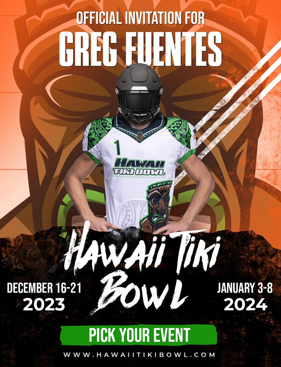 Gregory Fuentes (@greg_fuentes01) on Twitter photo I’m super blessed to receive an invitation to the <a href="/HawaiiTikiBowl/">Hawaii Tiki Bowl</a> and will be attending the first session in December 16-21 <a href="/LW_Football/">Lutheran West Football</a> <a href="/Coach_Parrella/">John Parrella</a> <a href="/fbCoachBill/">Bill Mclaughlin</a> <a href="/CoachKriegs/">Dave Krieger</a> <a href="/CSAPrepStar/">PREPSTAR</a> I’m super blessed to receive an invitation to the <a href="/HawaiiTikiBowl/">Hawaii Tiki Bowl</a> and will be attending the first session in December 16-21 <a href="/LW_Football/">Lutheran West Football</a> <a href="/Coach_Parrella/">John Parrella</a> <a href="/fbCoachBill/">Bill Mclaughlin</a> <a href="/CoachKriegs/">Dave Krieger</a> <a href="/CSAPrepStar/">PREPSTAR</a>