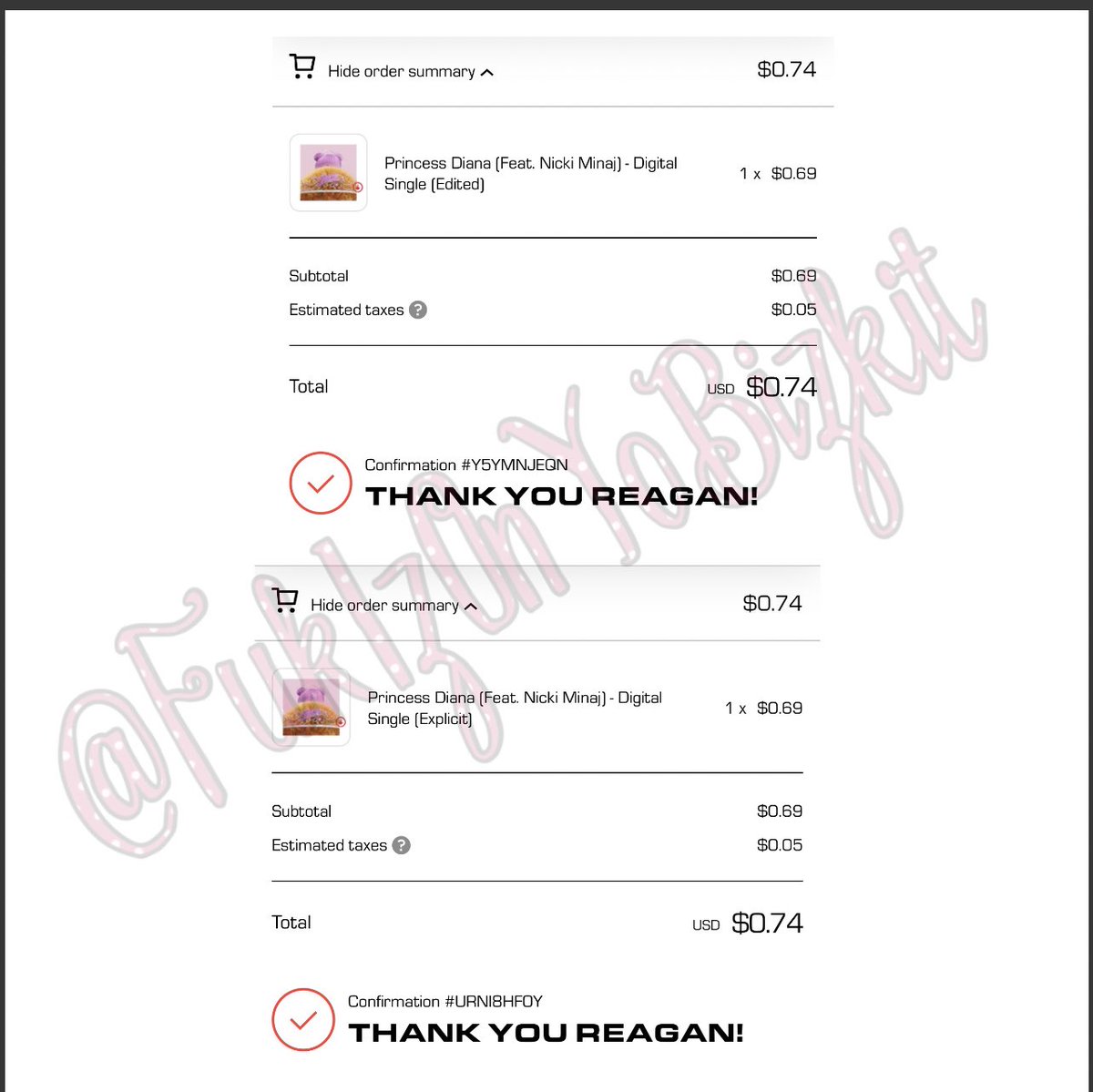 FukIzOnYoBizkit's tweet photo. Bought both versions ☺️☺️☺️#PrincessDianaRemix #QueenRemix https://t.co/Oe5eQhXVBq