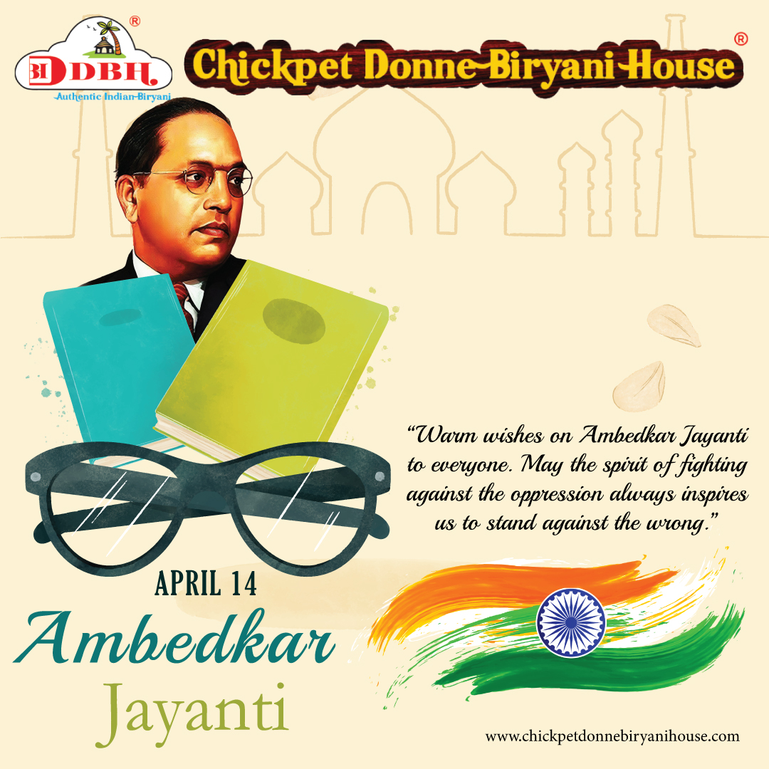 ChickpetDBH's tweet photo. Happy Ambedkar Jayanti. Let us always stand against discrimination and fight for equality on the occasion of Ambedkar Jayanti.
#chickpetdonnebiryanihouse #chickenbiryani #spicefood #food #foodlovers #foodbloggar #bangalore #india #restaurant #happiness https://t.co/yth6hVMvf4