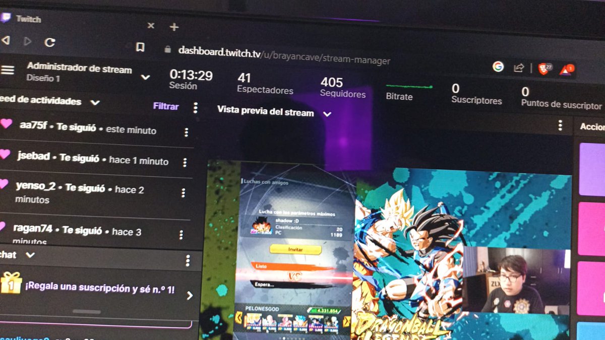 brayancave's tweet photo. Andamos haciéndole la lucha 🫂 más streams así. #DragonBall #TwitchStreamers https://t.co/fBmLNjizSD