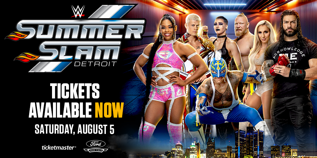WWE's tweet photo. Tickets for the biggest event of the summer are on sale NOW! Get yours today! #SummerSlam 

🎟️: https://t.co/4KR4NljKw3 https://t.co/CujoGPHNKJ