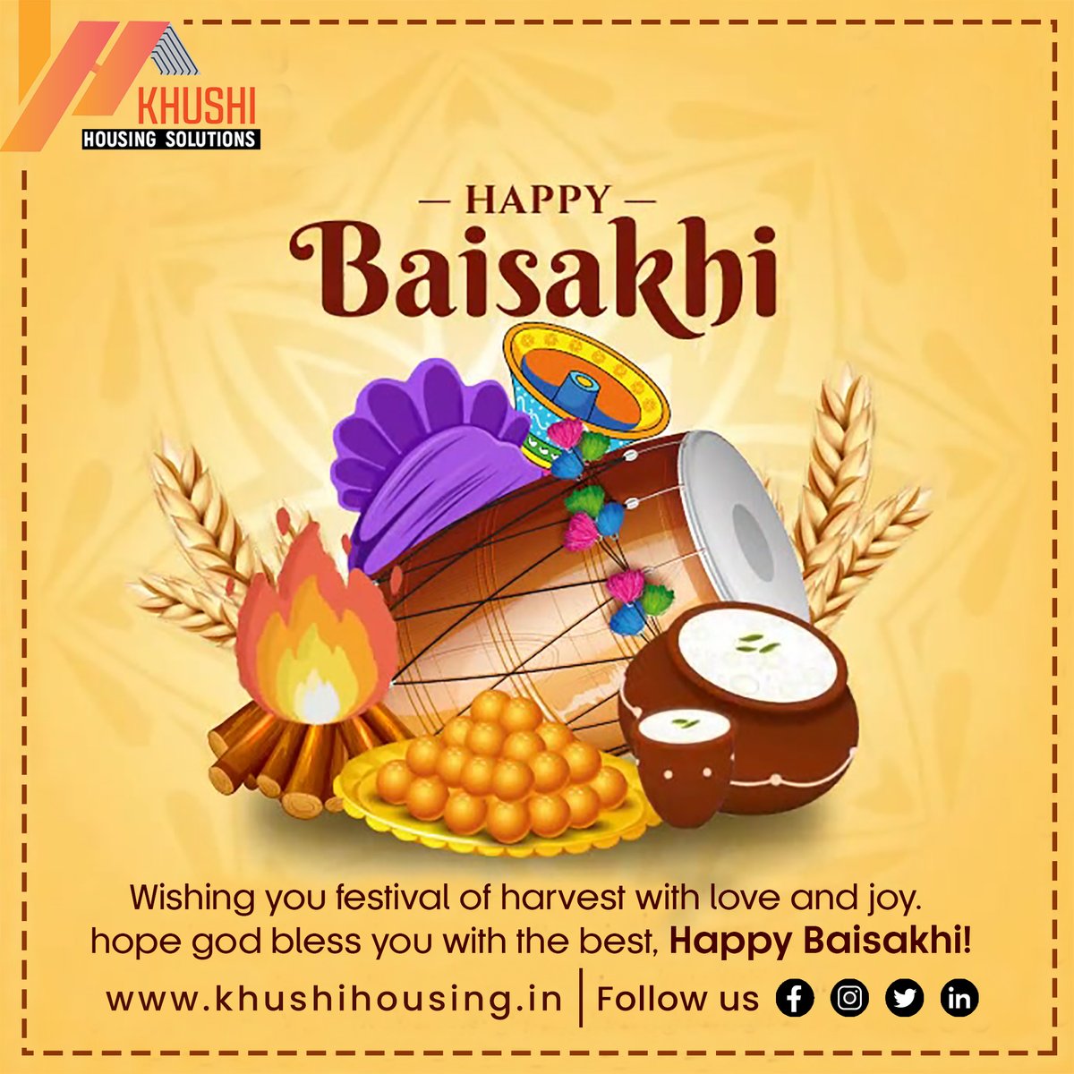 khushi_housing's tweet photo. Happy Baisakhi
May this Baisakhi be the beginning of prosperity in your life..
#happybaisakhi #punjabifestival https://t.co/crktpJbP8c