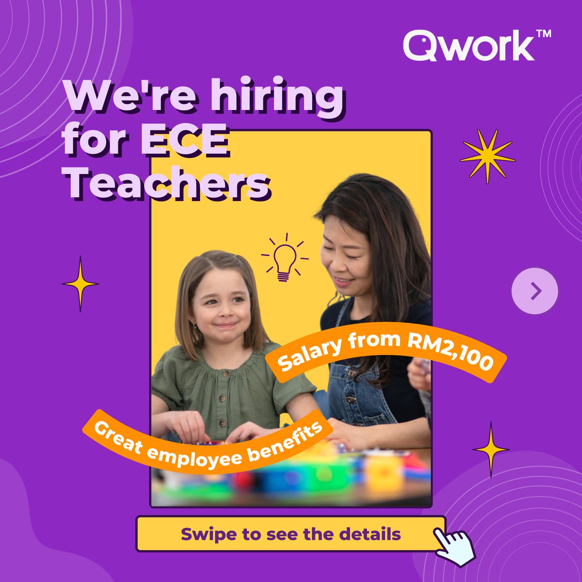 QworkMy's tweet photo. HIRING 🍎 We're looking for MORE Early Childhood Education (ECE) Teachers!

💰 Salary starts from RM2,100
👉 Apply now: https://t.co/XH7SzceYU3

#jobmalaysia #nakkerja #jawatankosong #carikerja #kerjakosong #kerjakosongmalaysia #ECETeacher #jobmalaysia #recruitermalaysia https://t.co/bbFc77FIbr