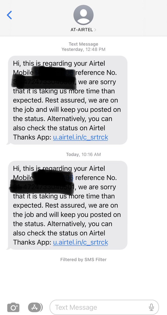 bansuboy's tweet photo. @Airtel_Presence @airtelindia pathetic customer care. Two nos having network issues for past 10 days and zero action taken till date. Daily sms I receive stating it is just getting delayed. Airtel folks have made it in such a way that they can’t be reached. 🤦🏻‍♂️ frustrating !! https://t.co/1REEY9yxdr