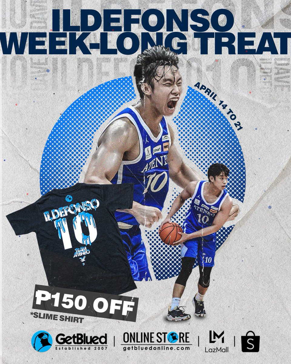 Enjoy PhP 150 off because it's our Angel Baby's special day! 🦅

The GetBlued Team Ateneo Ildefonso Slime is only at PhP 400 from April 12 to April 21. 

Get yours now! Available at the following stores:

🦅 LazMall: lazada.com.ph/shop/getblued-…
🦅 Shopee Mall: shope.ee/5zt5441T4V