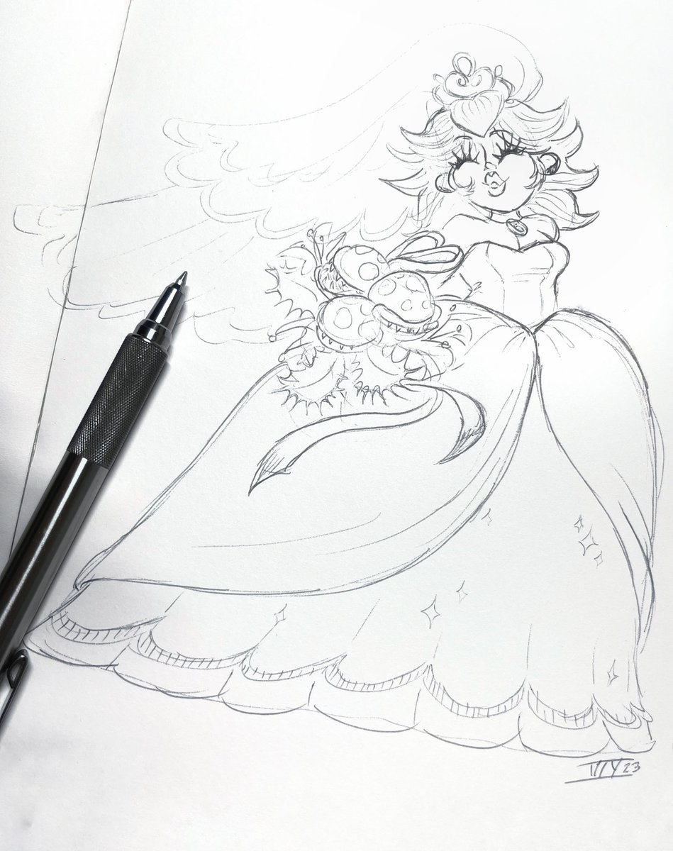 izzystration's tweet photo. after work wedding #PrincessPeach doodle!! 💗🍑
— haven’t seen the #MarioMovie bc i’ve been busy but gonna run to the nearest theater the minute i can! https://t.co/oG73PH7Wr3