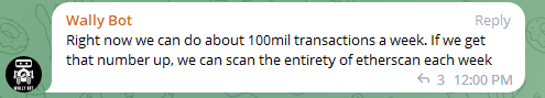 0xSleuth_'s tweet photo. 6/
Once the copy-trader is live and the devs have scaled their systems, they are planning on scanning the whole of etherscan, every week. This is crazy ❗ https://t.co/vw9BxuxfmI
