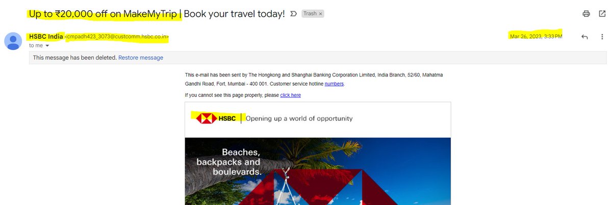 rohitgupta2476's tweet photo. @HSBC_IN @HSBC_US @HSBC great way to skip people who unsubscribe or block spam email id's . 
Email from "cmpadh423_3073@custcomm.hsbc.co.in" on 26th march https://t.co/qfTyryhNo7