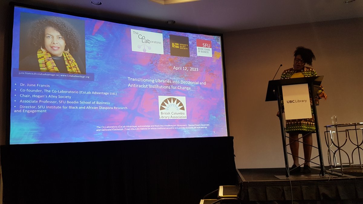 Delighted to deliver keynote to  BC libraries association annual conference " Windows, Mirrors and Sliding Glass Doors" #BCLA2023 <a href="/SFUBeedie/">SFU Beedie School</a> <a href="/hogans_alley/">Hogan's Alley Society</a> <a href="/SfuBlackCaucus/">Black Caucus SFU</a> <a href="/sfusoca/">SFUSOCA</a> <a href="/sfu_library/">We're not here anymore -- SFU Library</a> <a href="/hood_medicine/">Hood Medicine Initiative 😷✊🏾</a>  <a href="/burnabyschools/">Burnaby Schools</a>