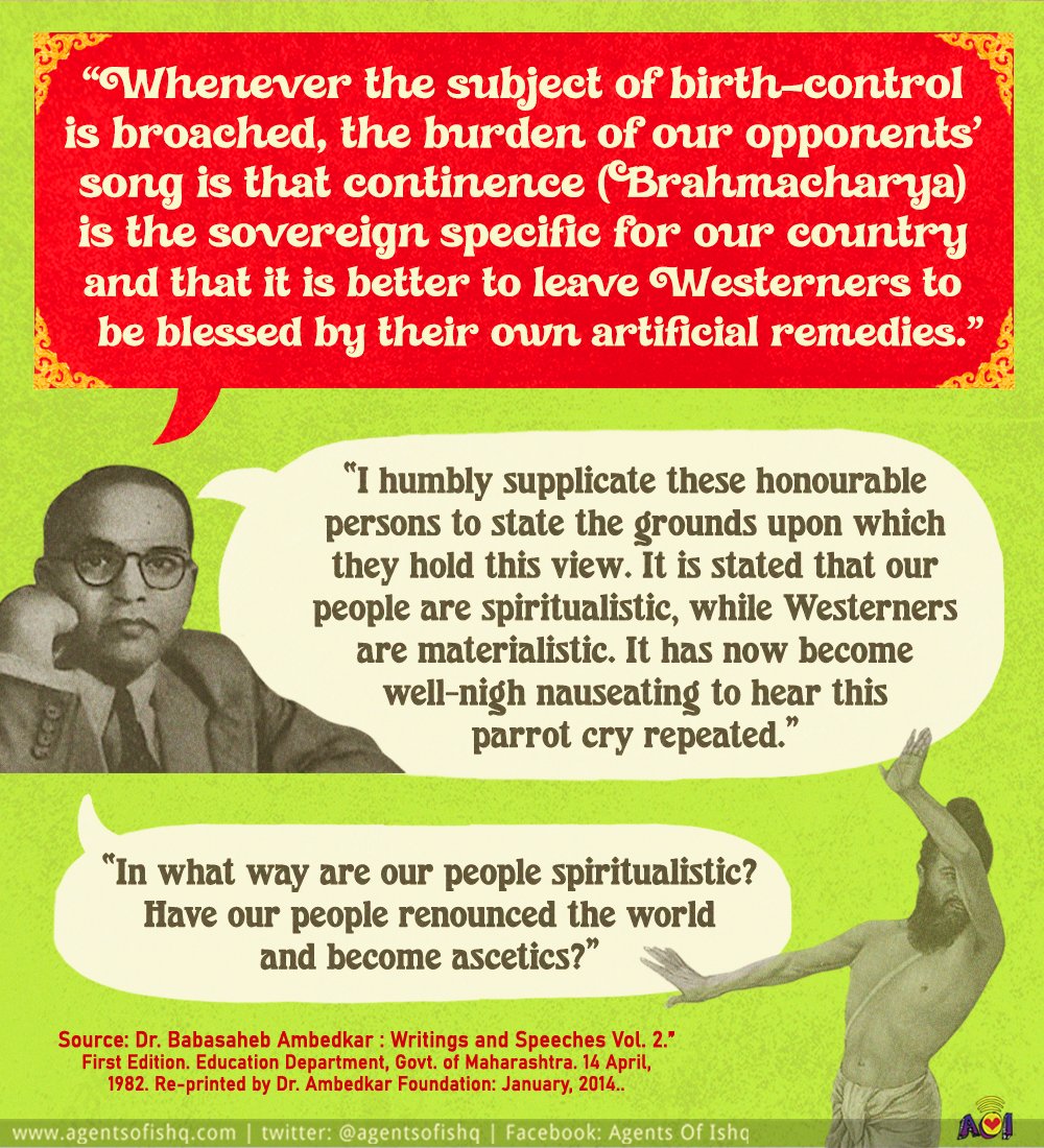 Birth control was seen as a Western concept at the time, and there was pressure put on people to stay abstinent, but Dr Ambedkar wanted to acknowledge desire for sex outside of procreation as a normal part of life. 

#DrBRAmbedkar #BirthControl #Desire #SexualRights