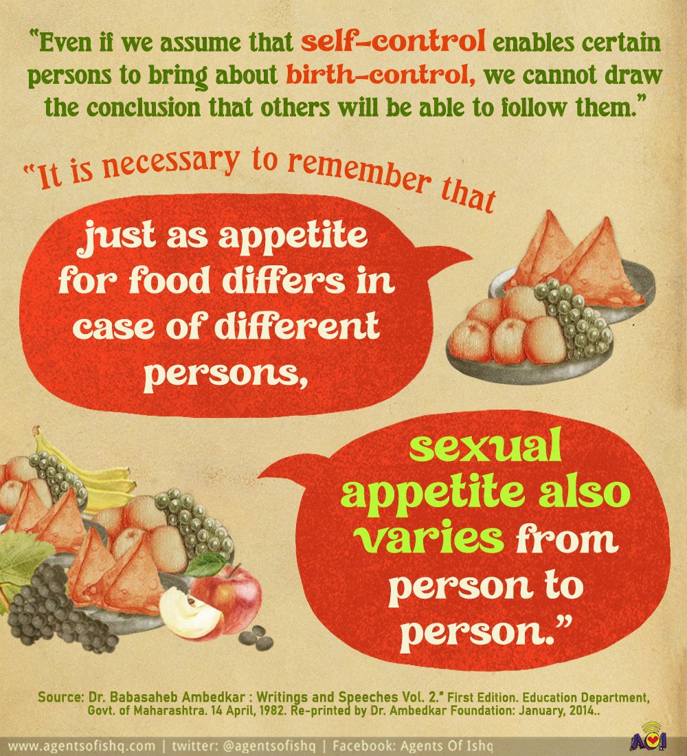 AgentsofIshq's tweet photo. He likened sexual appetite to an appetites for food, saying that varied levels of desire might make it difficult for everyone to practice self-control.
#DrAmbedkar #SexualAppetite #BirthControl #SelfControl #Desire https://t.co/469WS3e7p7