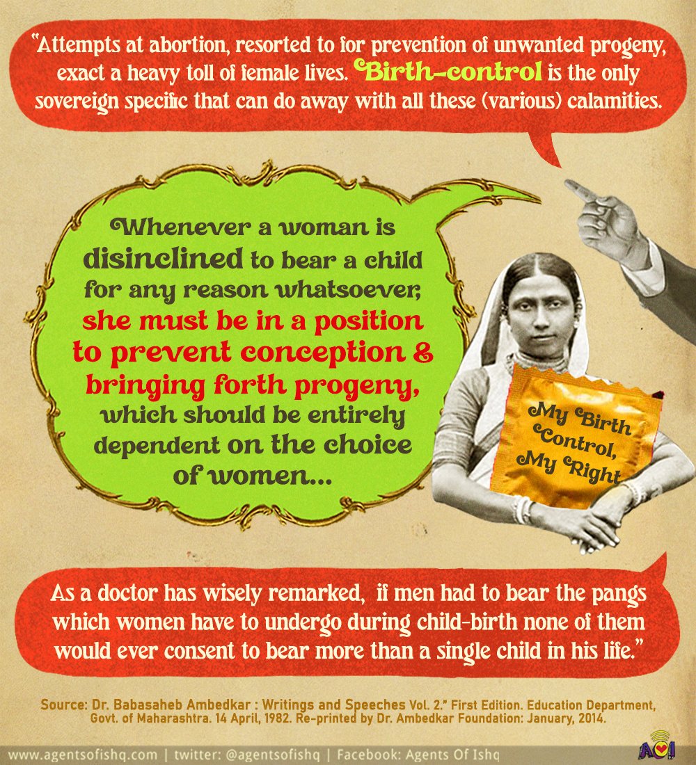Dr Ambedkar also thought that using birth control was a way for women to exercise their sexual rights and choices, and lessen the number of abortions and unwanted pregnancies.

#DrBRAmbedkar #SexualRights #BirthControl #RighttoChoose #Pregnancy #Contraception