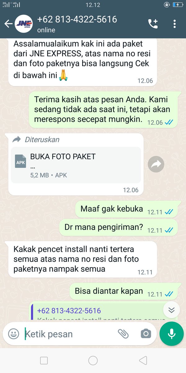 gesangsari's tweet photo. @JNE_ID ada wa mengatasnamakan jne nih... https://t.co/zNv6yMTt22