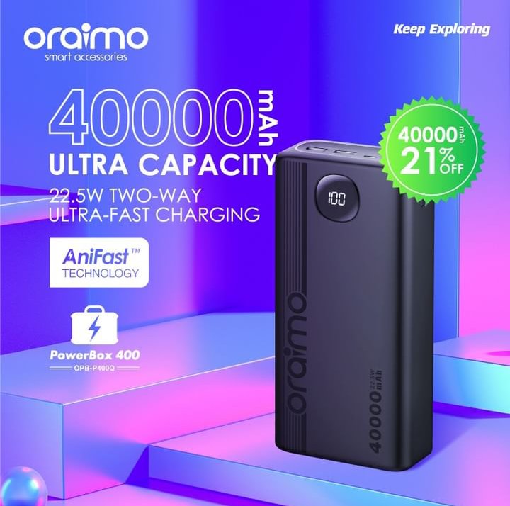 OraimoNG's tweet photo. Oraimo 400000mAh  Ultra Capacity Power Bank Shop Now For 21%Off On Each Purchase...Coupon Code M9Y1LCFYM5FC
https://t.co/HqH8QXT3rZ
@GoogleMechanic https://t.co/XKXnObyYIq