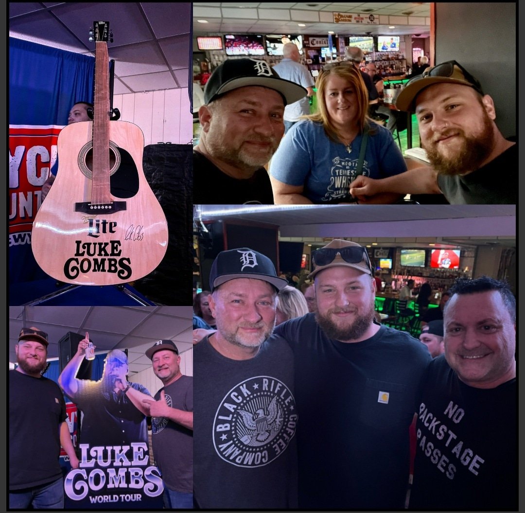 jamesxxcc's tweet photo. Hanging out with @Stevegrunwald and the @995WYCD crew at 342 bar and grill in Dearborn heights @lukecombs tickets and signed guitar giveaway. #detroitcountrymusic #goodpeople #wycd #lukecombs #countrymusic #goodtimes https://t.co/achgZT1X6o