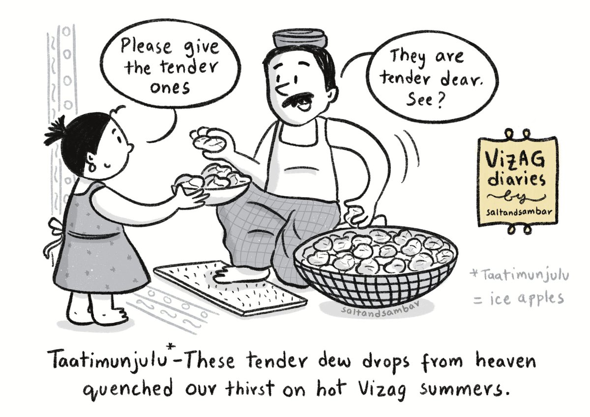 saltandsambar's tweet photo. Vizag Diaries Ep.2.
Vizag is incomplete without the summers and the delicious local food that comes with it. 
#indiancartoonists #teluguartists #vizag https://t.co/C046duRwJL