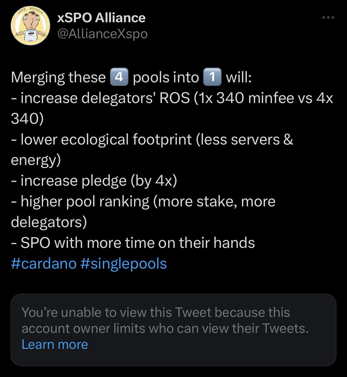 AllianceXspo's tweet photo. Is this why many don't quote retweet but tweet a screenshot of a tweet? 
Learned something new. 
Education is important. 
#cardano #singlepools https://t.co/hg3yXGODRv