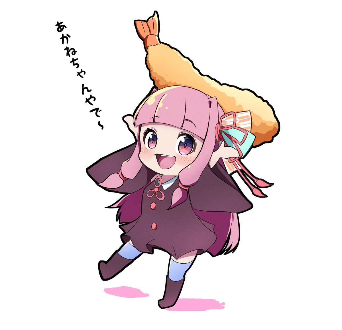 kotonoha akane tempura shrimp tempura 1girl shrimp solo pink hair chibi  illustration images