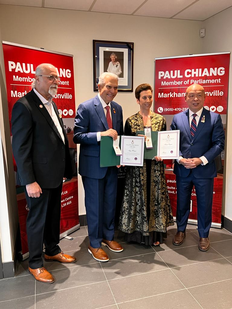 Aziz Memon Awarded – “Platinum Jubilee Award” by Paul Chiang – Member of Parliament of Canada, on 7th of April, 2023, for making significant contribution to local community.