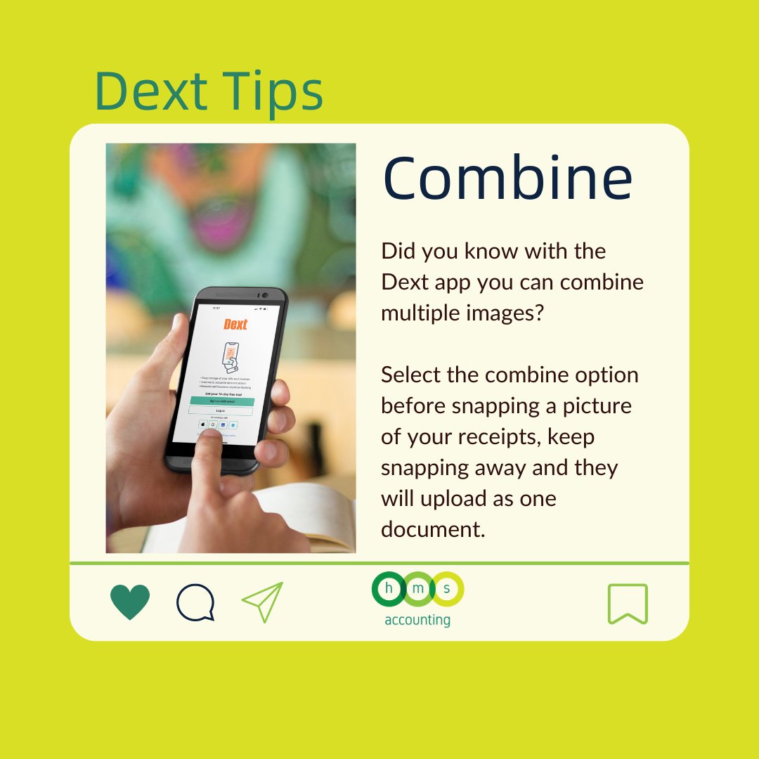 We use Dext for all of our bookkeeping clients. This allows you to stay on track of your expenses and make sure they are stored safely.

Here's a tip for using Dext.