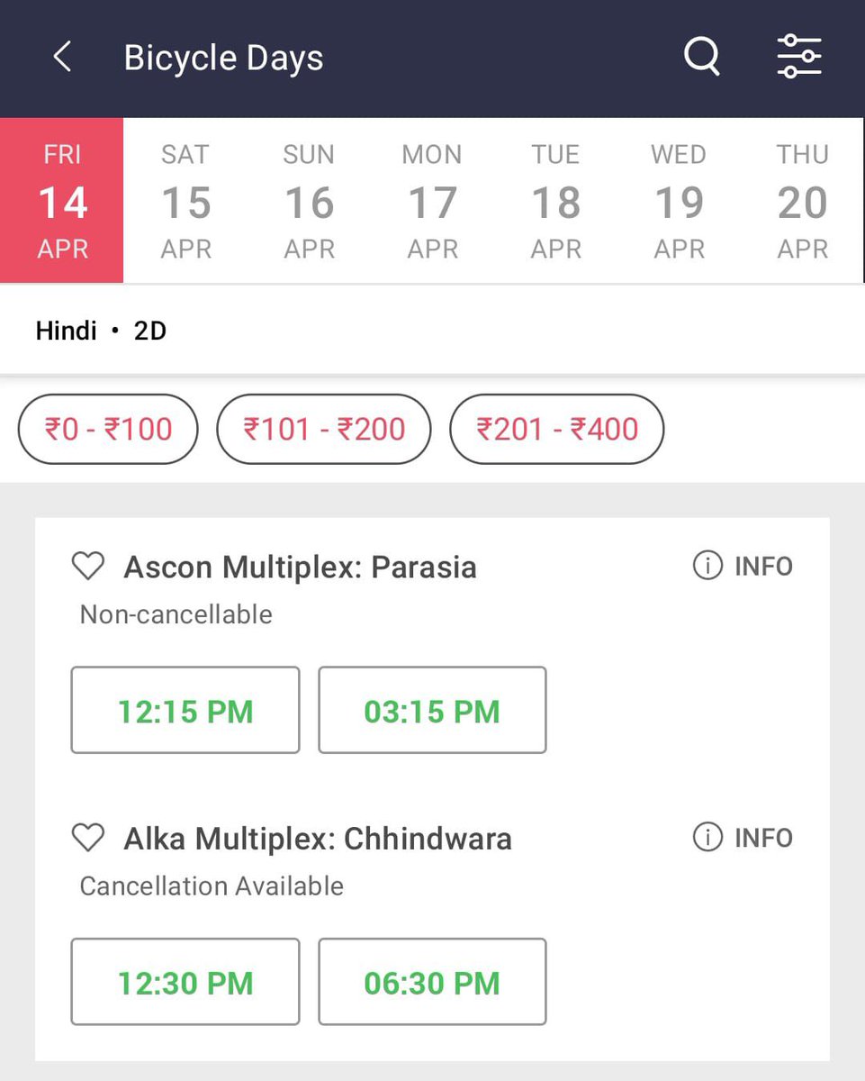 devyani_anant's tweet image. GOREGAON : PVR ICON OBEROI MALL- 12:50PM
THANE :  INOX, Korum Mall - 1:05PM
PANVEL : PVR ORION MALL - 2:30PM
BALAGHAT: Mayur talkies - 12:00PM
Mandela : Kingfisher Multiplex 12:30PM, 3:30PM
PARASIA : ASCON Multiplex - 12:15PM , 3:15PM
ALKA Multiplex : Chhindwara -12:30PM 6:30PM