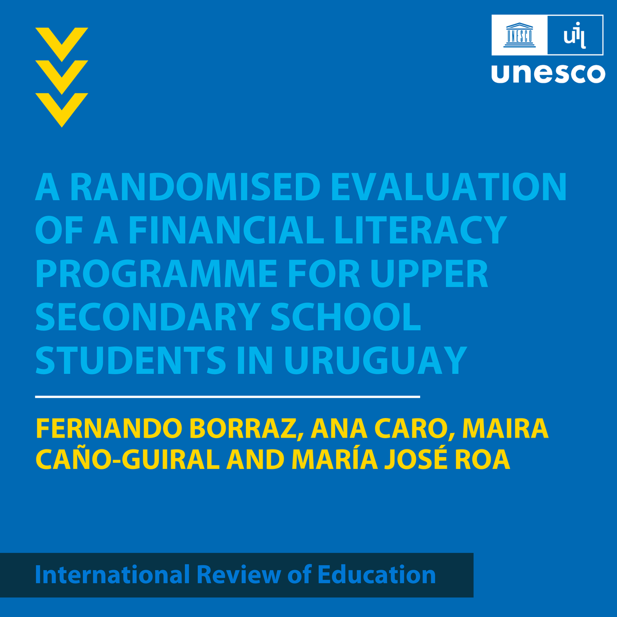 Weekend Reading 📖!

Discover how the Central Bank of #Uruguay’s 🇺🇾 economic and financial #education programme, BCUeduca, is contributing to an informed citizenry in the latest International Review of Education article. 

👉 bit.ly/3Mumatf