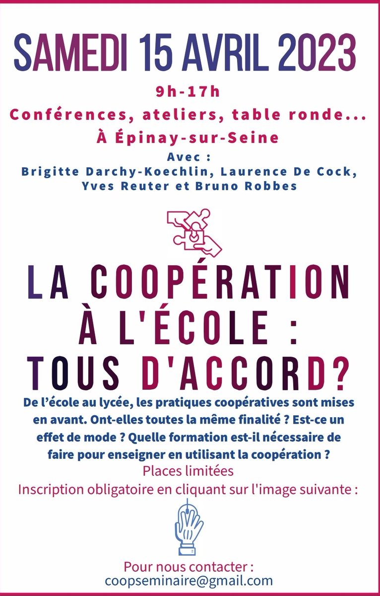 La #coopération à l'école : toutes et tous d'accord ?

Ça se prépare...

 🖨 Pochettes d'accueil 
⏰ J-1 dodo

➡️ #feydercoop