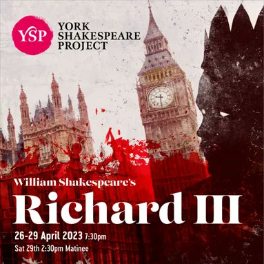 YorkShakes's tweet photo. @YSPyork's formidable Richard III will also be featured in this year's #YISF! #Shakespeare's famously unscrupulous villain strikes a modern chord in this production with laws ignored and lies sown. At Friargate Theatre 26-29 April | Tix £10-£15
https://t.co/56gWAPHNkj #York #ESFN https://t.co/0LVpQGNJdV