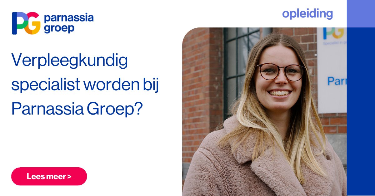 Parnassia Groep heeft opleidingsplaatsen voor verpleegkundigen in opleiding tot specialist in de regio’s Haaglanden, Rotterdam-Rijnmond, Noord-Holland en Arnhem/Nijmegen. Solliciteer nu en start in januari 2024 met je praktijkopleiding! parnassiagroep.nl/werken-en-lere…