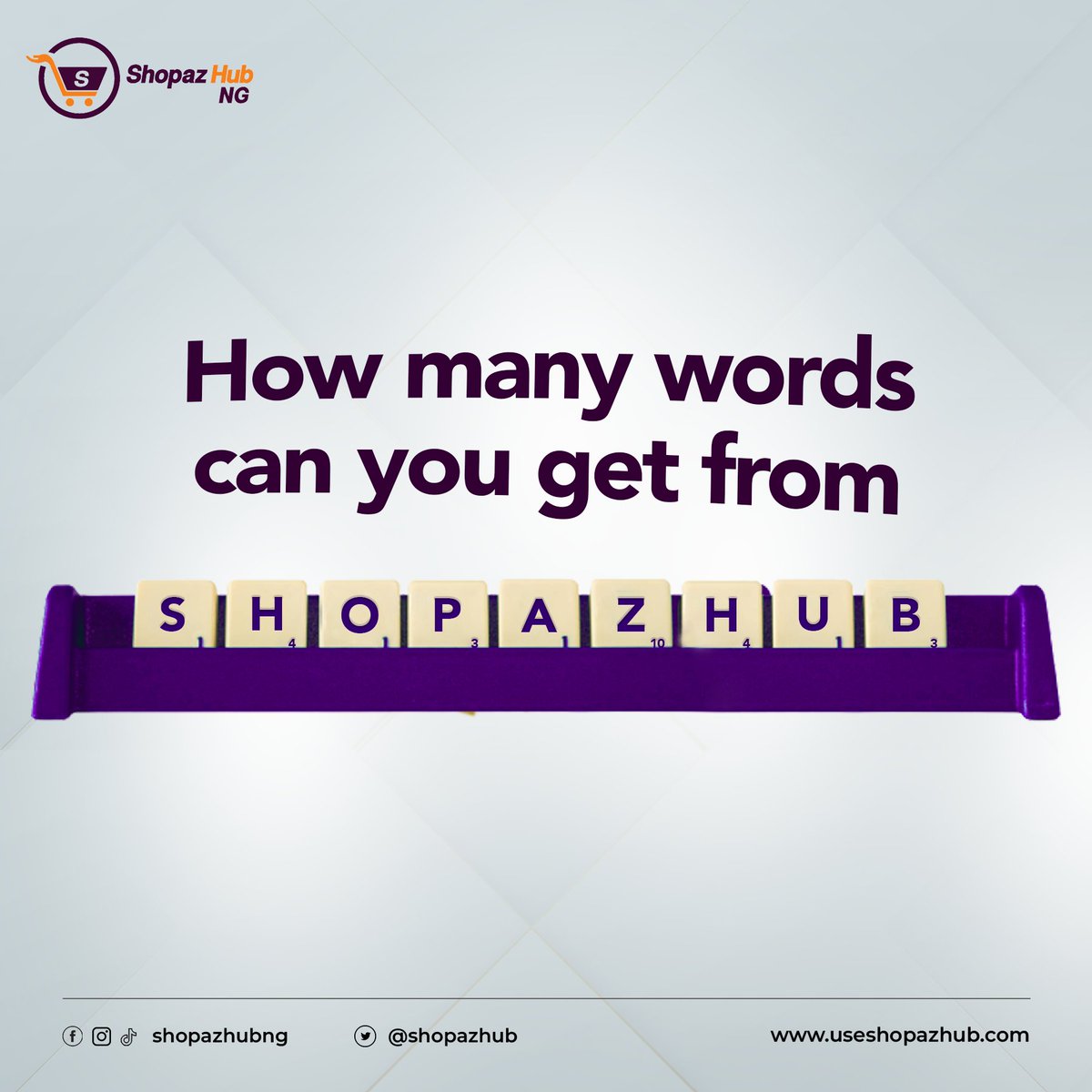 Two-letter words, three-letter words, and so many more.

Let’s see all the smart people in the comments.

#wordunscramble #shopazhub #retailtherapy #lagosvendors #shopazhubng