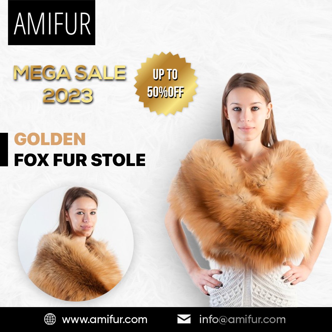 Make a statement with our #GoldenFoxFurStole.🧣  Luxuriously Soft & Stylish! 😍  
It's the perfect accessory to elevate any outfit & keep you warm and cozy during the winter season.👍  
👉 amifur.com/other-fur-acce… 
#Amifur #BestQualityMaterials #FurGarments #FurAccessories