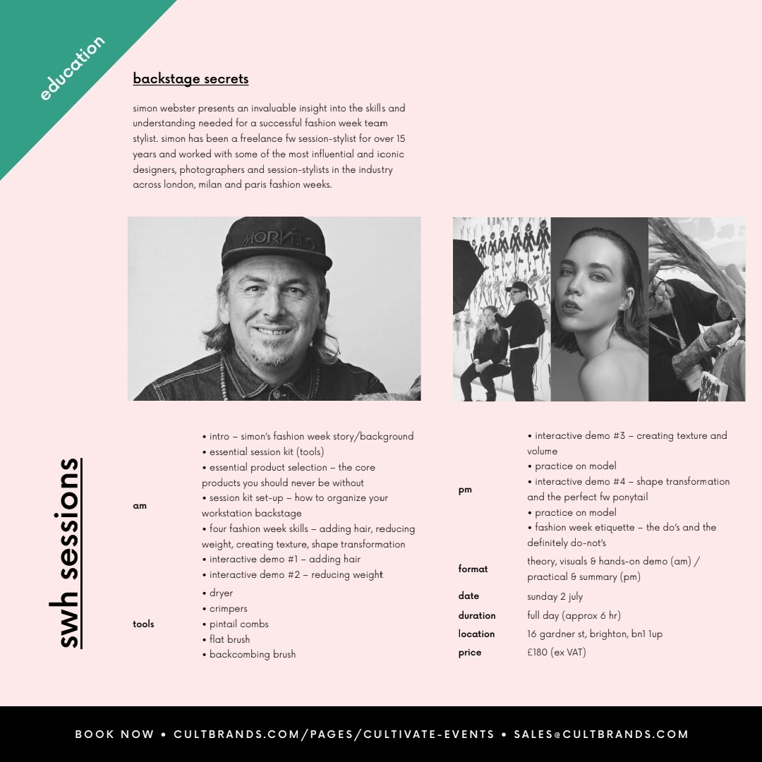 💥 CALLING ALL BUDDING #FASHIONWEEK STYLISTS 💥
30yr editorial styling heritage 
20yr backstage Fashion Week
10yr Creative Director for SWH

#SWHSessions NOW TAKING BOOKINGS - SPACES LIMITED 

<a href="/websterhair/">Simon Webster Hair</a> X <a href="/evohairuk/">Evo Hair UK</a>
#stylemusicfashion #education #editorialhair #fashionweek