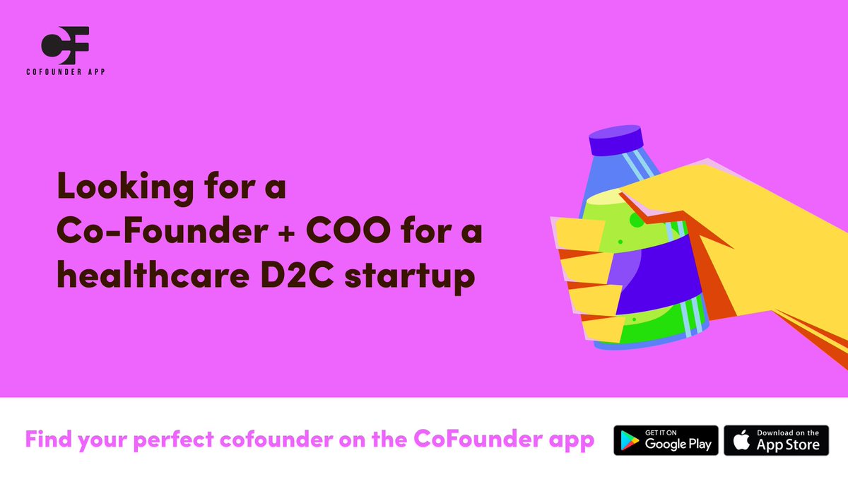_cofounder_'s tweet image. 🚨 Cofounder Wanted!  

Looking for: COO 
Startup in: Healthcare D2C  

Apply here: cutt.ly/x7JRDsi

#cofounderapp #cofounder #coo