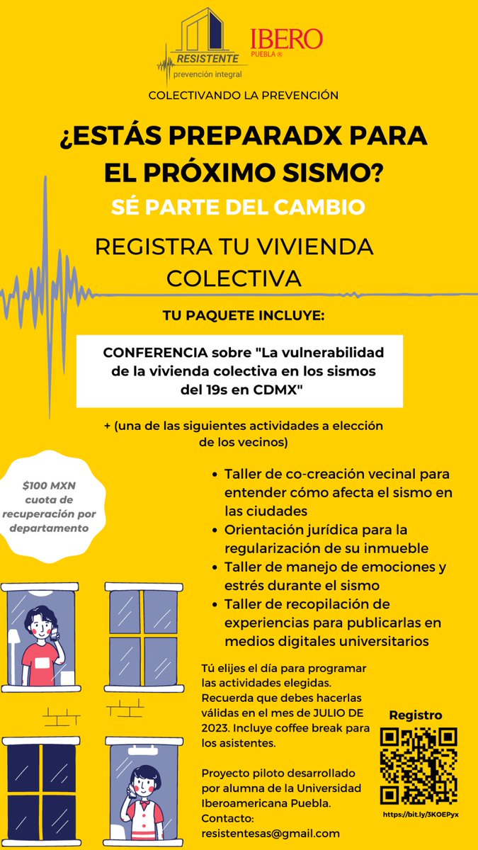 ¿Estás preparadx para el próximo sismo de intensidades importantes en CDMX? 
¿Sabes qué puedes hacer para prevenir?
¡Sé parte de esta propuesta! El principal responsable de salvaguardar tu vida y la de tus seres amados eres tú ¡ayúdanos a colectivar la prevención! #19s #colectivo