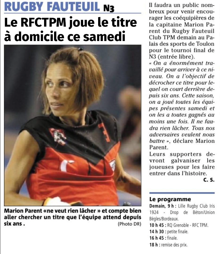 RFCTPM's tweet photo. J-1 avant les phases finales du championnat de national 3 de #RugbyFauteuil au Palais des sports de la Ville de Toulon.
Entretien @Var_Matin avec #Marion capitaine Toulonnaise.
#championnatdefrancen3 #phasesfinales #compétition #sport #rugby #adaptative #weplayrugby #handisport https://t.co/Xp0vDuReED