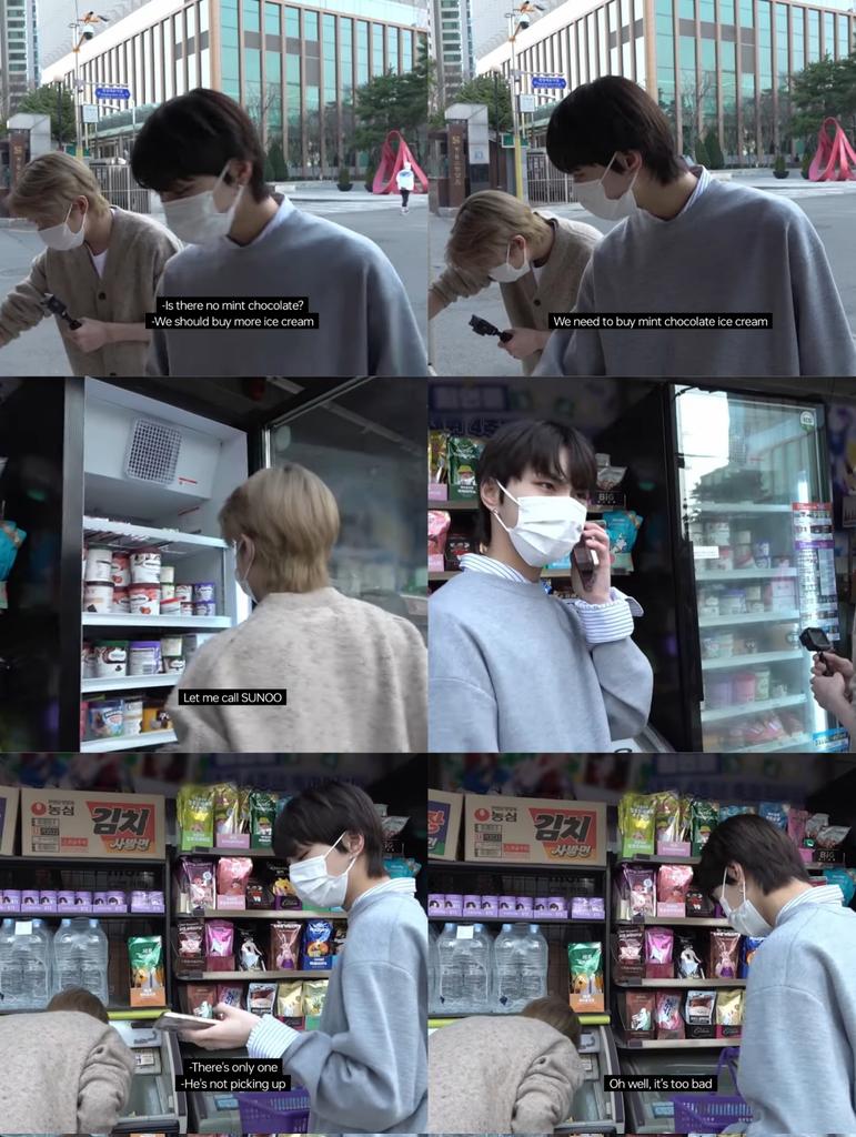 softlysunoo's tweet photo. one thing about enha is that no matter how much they don't like mint choco, they will never forget and always keep in their minds that they have to buy it for sunoo because of his great love for the flavor 🫂 https://t.co/2hB534rxbg