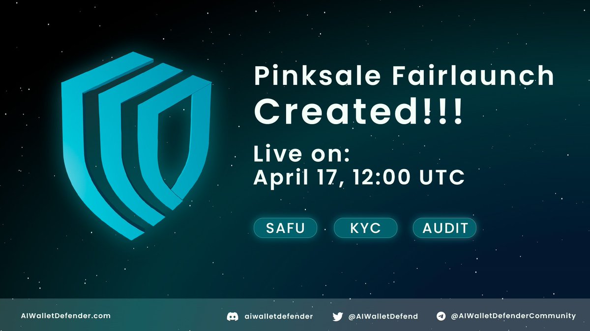 AIWalletDefend's tweet image. Fairlaunch in @pinkecosystem on Apr 17th!!!

✅KYC
✅AUDITED
✅SAFU

Take a look here: pinksale.finance/launchpad/0xAf…