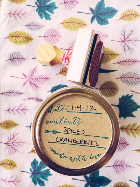 New Item Listed on Etsy Canning / Pickling Label Wood Handled Stamp - Made With Love heart design by asensiblehabit