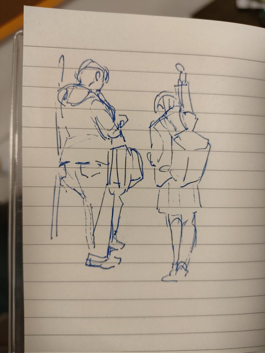 電車でクロッキー久々にやったら描きやすくてびっくりした！クロッキーだけはサボらずやっていたからなあ。気候もいいし外にスケッチしに行っても楽しいかも。 https://t.co/j3gsGNQOqo
