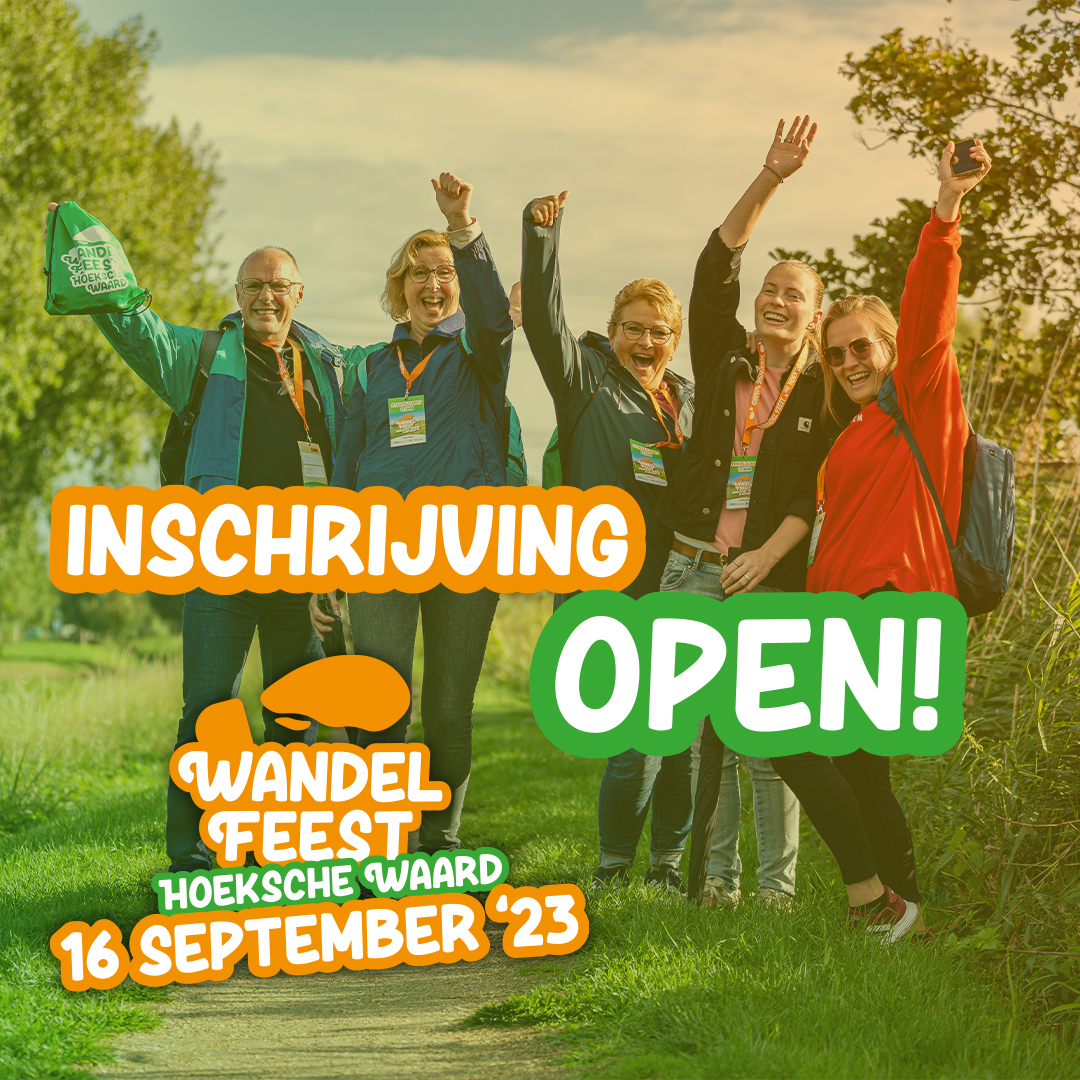WandelFeestHW's tweet photo. 🎉Mooi nieuws: de inschrijving van #wandelfeesthw 2023 is geopend! Tot 1 mei kun je met vroegboekkorting inschrijven via https://t.co/TJ69rKxWKA #wandelen #hoekschewaard https://t.co/iAgLa4odw6